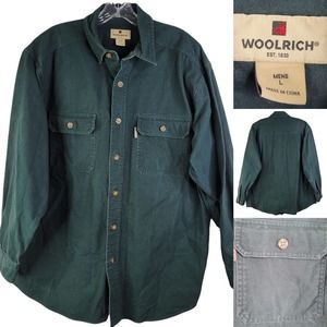 Woolrich Mens Shirt Size Large Dark Pine Flannel Button Down Long Sleeve Casual